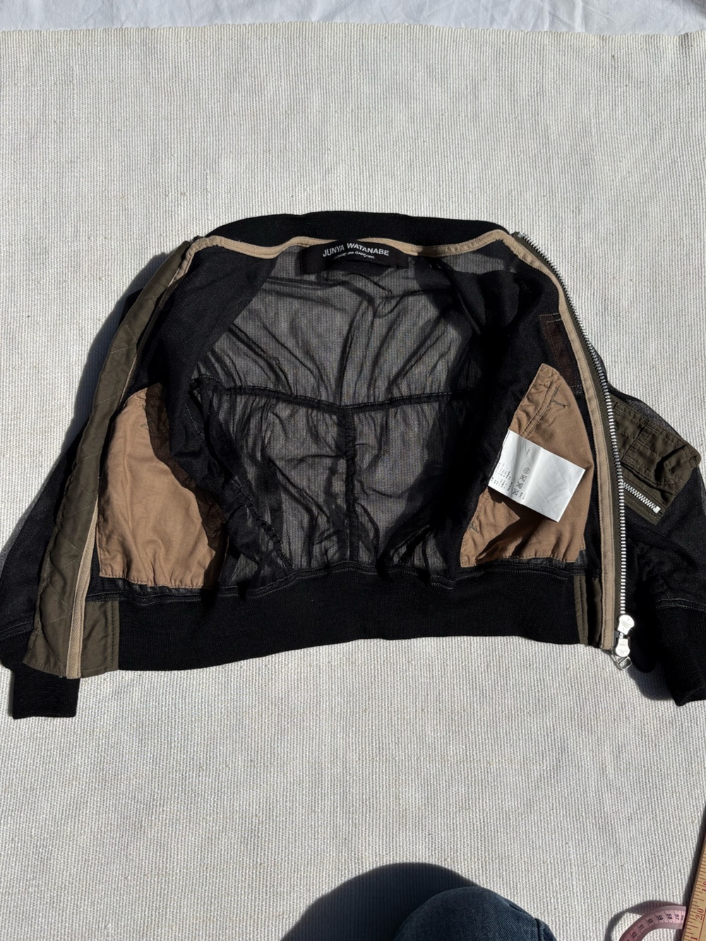 Junya Watanabe for Comme des Garcons Black & Olive Tulle Bomber Jacket - Picture 11 of 14